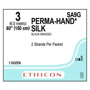 Perma-Hand Suture 3 2x60" Silk Braid Black 12/Bx