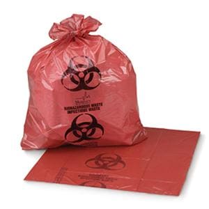 Biohazard Bag 8mic 17x18" Red/Black Star Seal/Twist Tie Closure HDPE 1000/ca