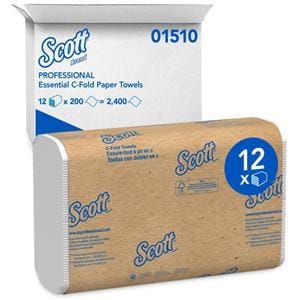 Scott Towel C-Fold Disposable 40% Recycled Fiber White 2400/Ca