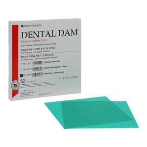 Latex Rubber Dam 5 in x 5 in Heavy Gauge Green 52/Bx