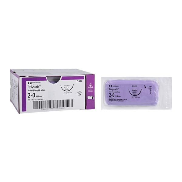 Polysorb Suture 2-0 36" Polyester Braid GS-21 Undyed 36/Ca