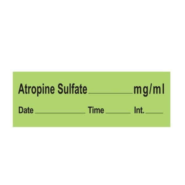 Labels Atropine Sulfate Green 500"/RL 1/EA