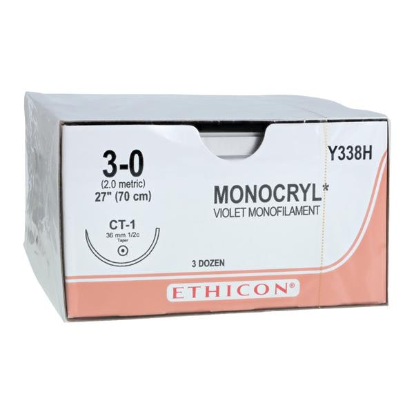 Monocryl Suture 3-0 27" Poliglecaprone 25 Monofilament CT-1 Violet 36/Bx