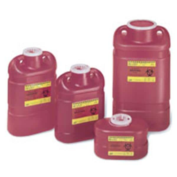 Sharps Container 1.4qt Red 7-3/4x3-3/4x3-3/4" Hinge Lid/Petals Plastic 36/Ca