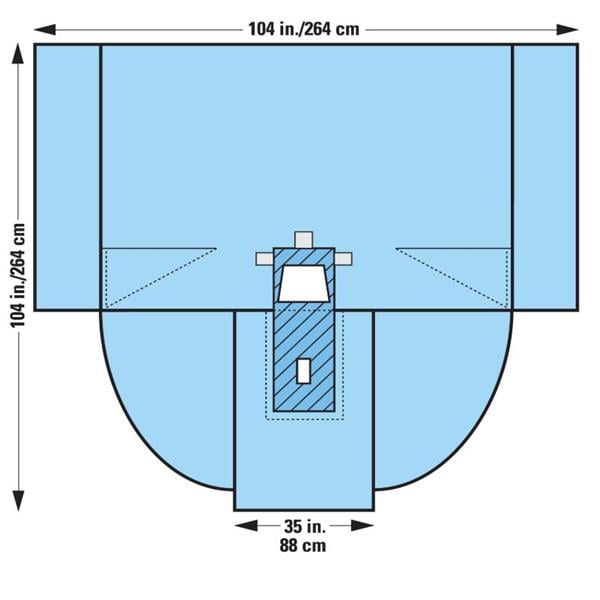 14x35" Sterile Laparoscopy/Pelviscopy Drape 7x9" Abdominal Fenestrated