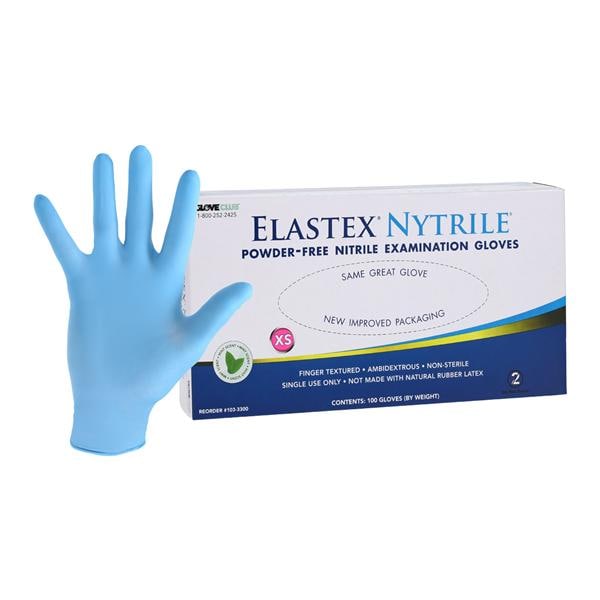 Elastex Nytrile Nitrile Exam Gloves X-Small Blue Non-Sterile, 20 BX/CA