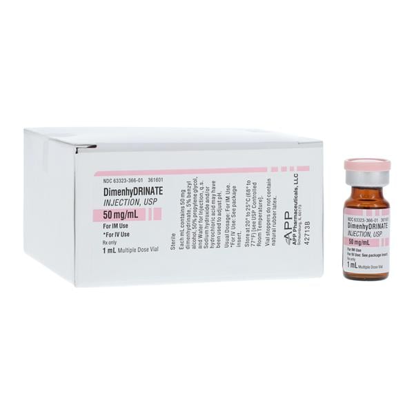 Dimenhydrinate Injection 50mg/mL MDV 1mL 25/Package