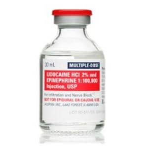 Lidocaine HCl Epinephrine Injection 2% 1:100,000 MDV 30mL 25/Package