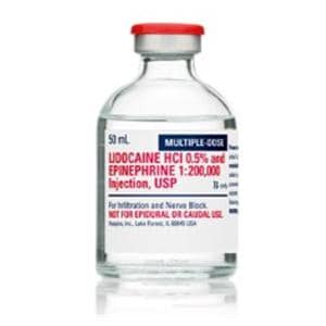 Lidocaine HCl Epinephrine Injection 0.5% 1:200,000 MDV 50mL 25/Package