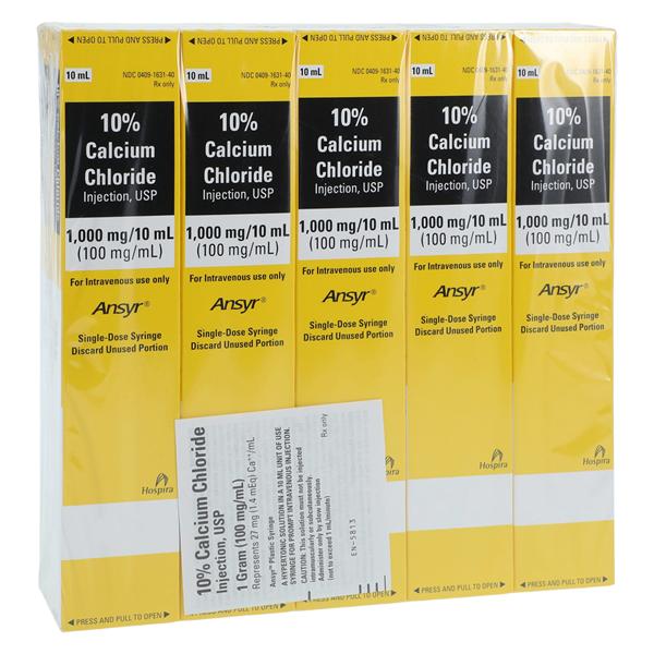 Calcium Chloride Injection 10% 100mg/mL PF Ansyr Syringe 10mL 10/Package