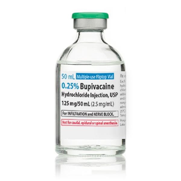 Bupivacaine HCl Injection 0.25% MDV 50mL 25/Package, 2 BX/CA