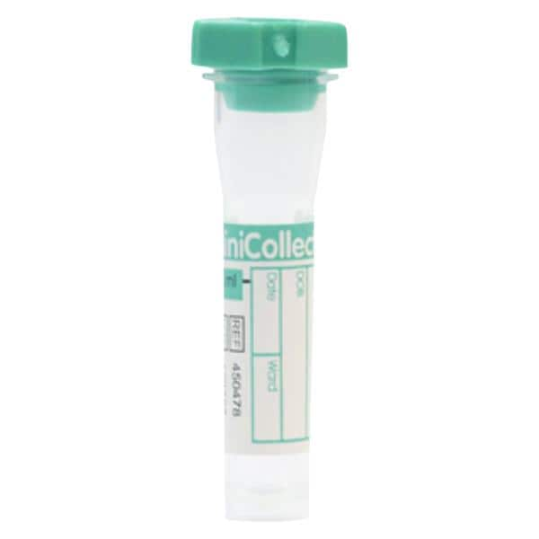 Vacuette Minicollect Tube Capillary 1.0mL 13x75mm Plypro Lthm Hep Gl Grn 1000/Ca