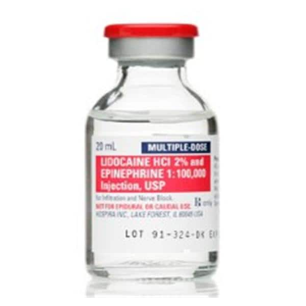 Lidocaine HCl Epinephrine Injection 2% 1:100,000 MDV 20mL 25/Package