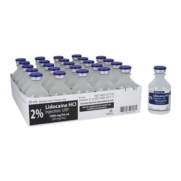 Lidocaine HCl Injection 2% MDV 50mL 25/Package