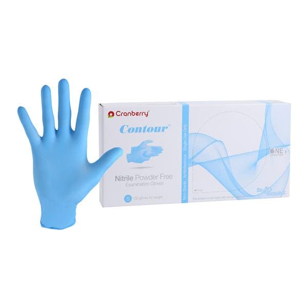 Contour Nitrile Exam Gloves Small Blue Non-Sterile, 10 BX/CA