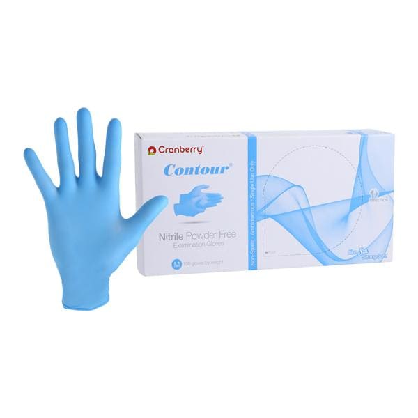 Contour Nitrile Exam Gloves Medium Blue Non-Sterile, 10 BX/CA