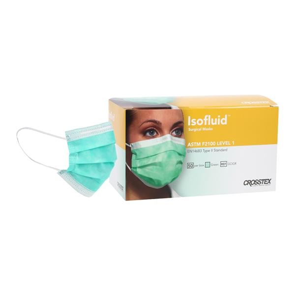 Isofluid Mask ASTM Level 1 Green 50/Bx, 40 BX/CA