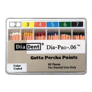 Dia-Pro Hand Rolled Gutta Percha Points Size 2-7 Assorted 60/Bx