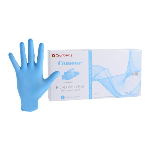 Contour Nitrile Exam Gloves Large Blue Non-Sterile, 10 BX/CA