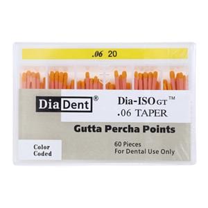 Dia-ISOGT Hand Rolled Gutta Percha Points Size 20 Yellow 60/Bx