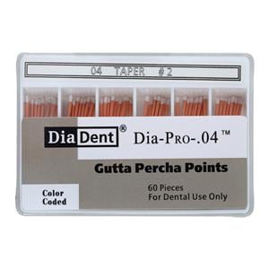 Dia-Pro Hand Rolled Gutta Percha Points Size 2 White 60/Bx