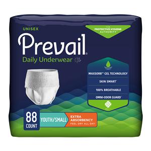 Prevail Incontinence Underwear Unisex 20-34" Moderate White Odor Guard 4x22/Ca