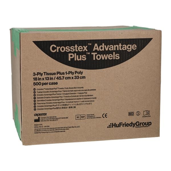 Advantage Plus Patient Towel 3 Ply Tiss/Poly 13 in x 18 in Grn Disposable 500/Ca