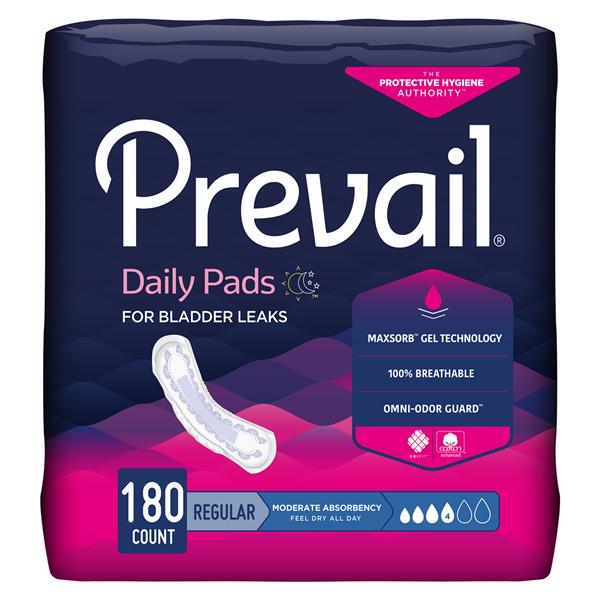 Prevail Bladder Control Pad Female 9.25" Moderate White Odor Guard 20x9/Ca