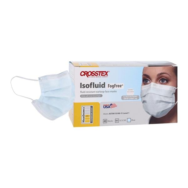 Isofluid Fog-Free Mask ASTM Level 1 Anti-Fog Blue 40/Bx