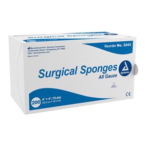 100% Cotton Gauze Sponge 4x4" 12 Ply Non-Sterile LF