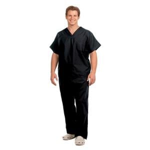 Fashion Seal Scrub Shirt V-Neck 1 Pocket Short Sleeves X-Small Black Unisex Ea