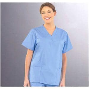 Fashion Poplin Scrub Shirt 2 Pockets Set-In Short Sleeves X-Small Ceil Womens Ea