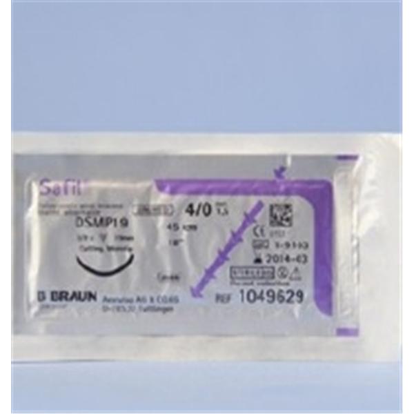 Safil Suture 4-0 18" Polyglycolic Acid Braid DSMP19 Undyed 36/Bx