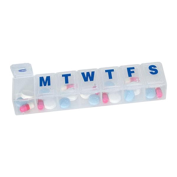 Classic Pill Planner Plastic Weekly/Medium 5x1-1/8x3/4" Translucent 6/Pk