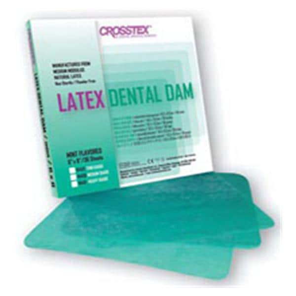 Latex Rubber Dam 6 in x 6 in Thin Gauge Green Mint 36/Bx