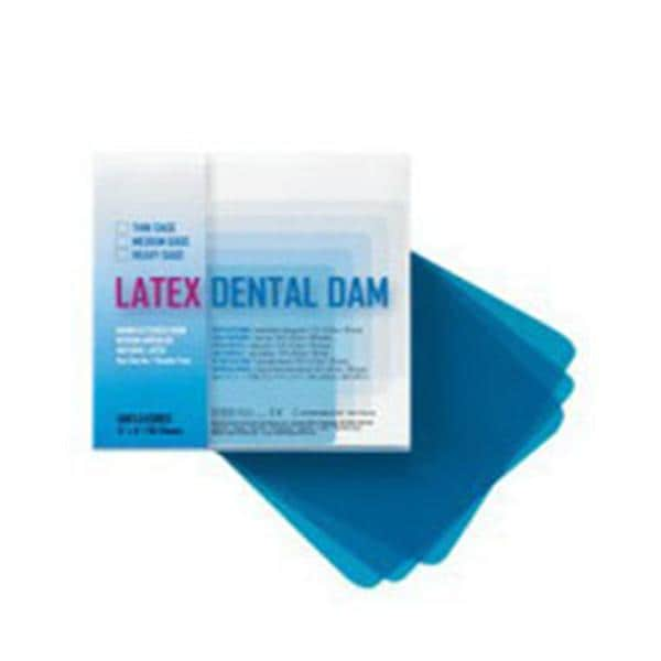 Latex Rubber Dam 5 in x 5 in Medium Gauge Blue Unflavored 52/Bx