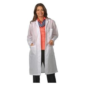 Lab Coat 3 Pockets Long Sleeves 41 in X-Small White Womens Ea