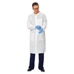 Protective Lab Coat Antistatic Non Woven Polypropylene Medium White 30/Ca