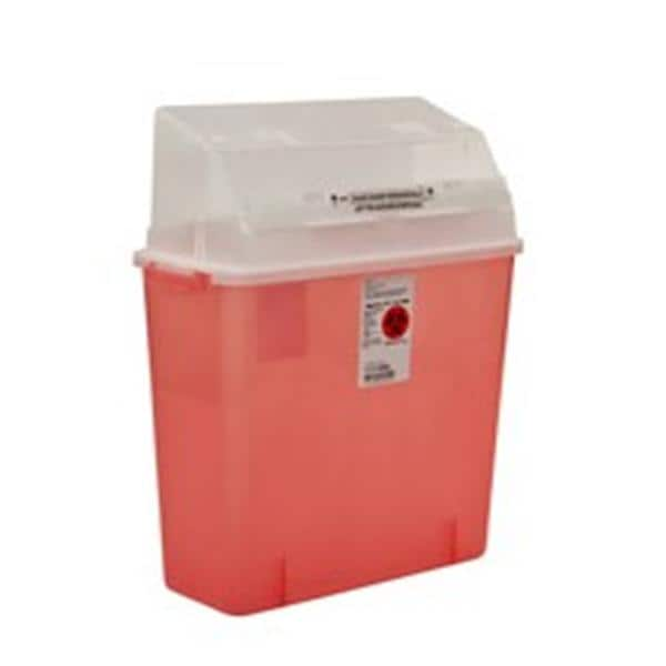 Sharps Container 3gal Trans Rd 6x14x20.5" Ld Thmb Tab Lk Hrzntl Drp Plstc Ea, 12 EA/CA