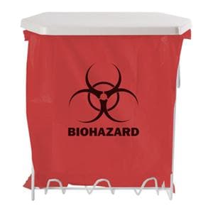 Biohazard Holder 10x14-3/4x7-1/2" White Coated-Wire/ABS Plastic Ea