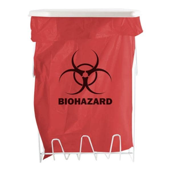 Biohazard Holder 11-1/4x18-3/4x7-1/2" White Coated-Wire/ABS Plastic Ea