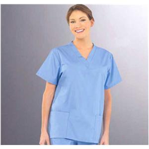 Fashion Poplin Scrub Shirt 2 Pkts Set-In Short Sleeves X-Large Ceil Bl Womens Ea