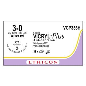 Coated Vicryl Plus Suture 3-0 36" Triclosan/Polyglactin 910 Braid CT Vio 36/Bx