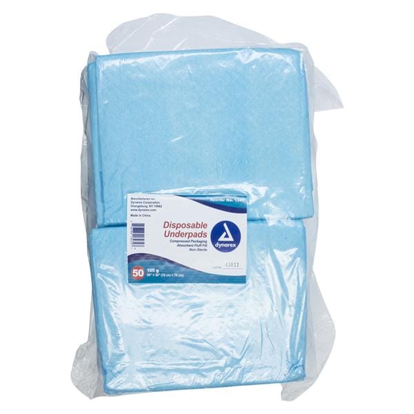 Incontinence Underpad Unisex 30x30" High Absorbency Blue 100/Ca