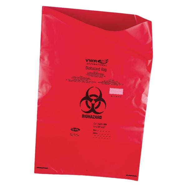 Biohazard Bag 2mil 36x45" Red Twist Tie Closure Polypropylene 100/Ca