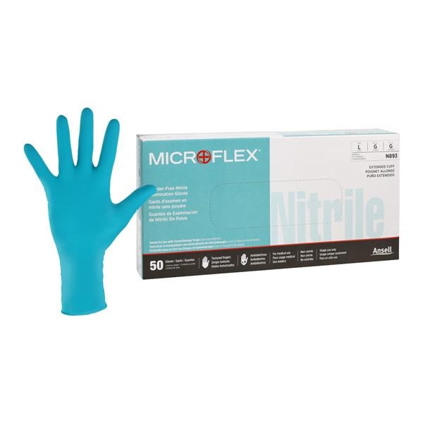 Microflex N89 Nitrile Exam Gloves Large Extended Green Non-Sterile