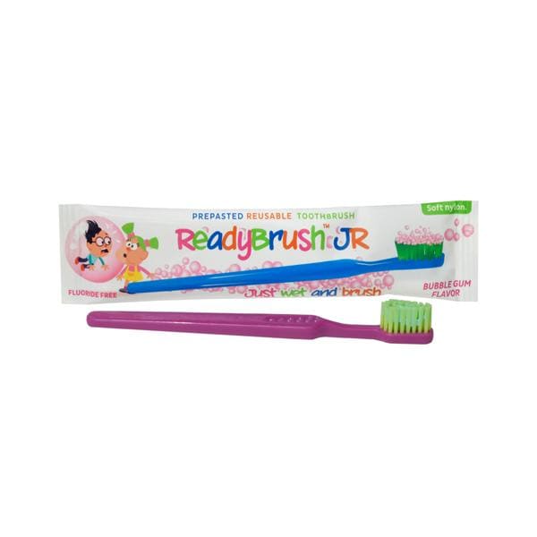 Ready Brush Toothbrush Disposable Pre-Pasted Junior 28 Tuft Soft Bblgum 144/Bx, 10 BX/CA