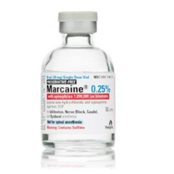 Marcaine w/Epinephrine Injection 0.25% 1:200,000 PF SDV 10mL 10/Package