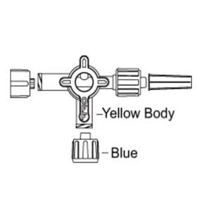 Ultra 4-Way Stopcock Non-Vented Blue Cap Swivel Male Luer Lock 50/Ca