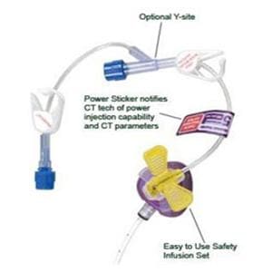 PowerLoc Infusion Set Non-Coring Needle 19gx1-1/2" Yinj 5mL/Sec 1680mL/Hr 20/Ca